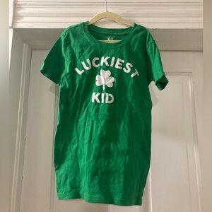 Place Green Luckiest Kid Short Sleeve T-Shirt Kids Size 16